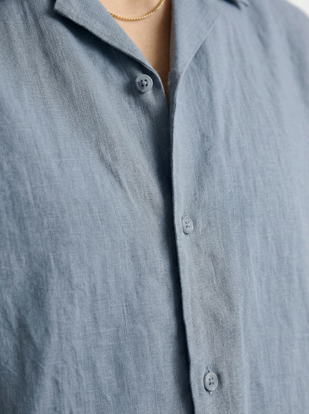 Linen Half Shirt - Blue