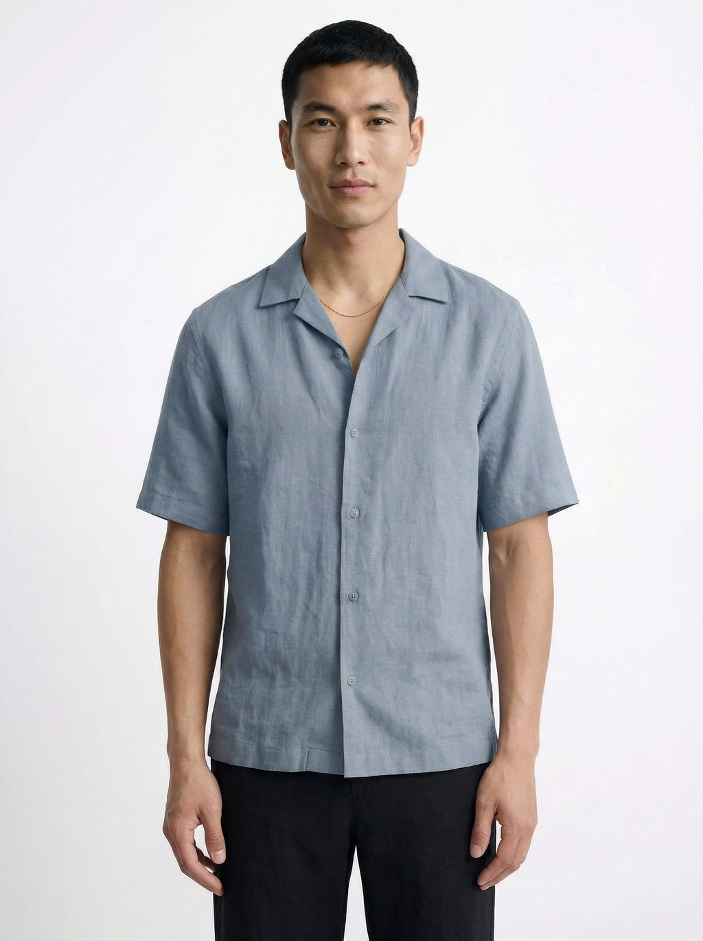 Linen Half Shirt - Blue