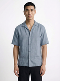Linen Half Shirt - Blue