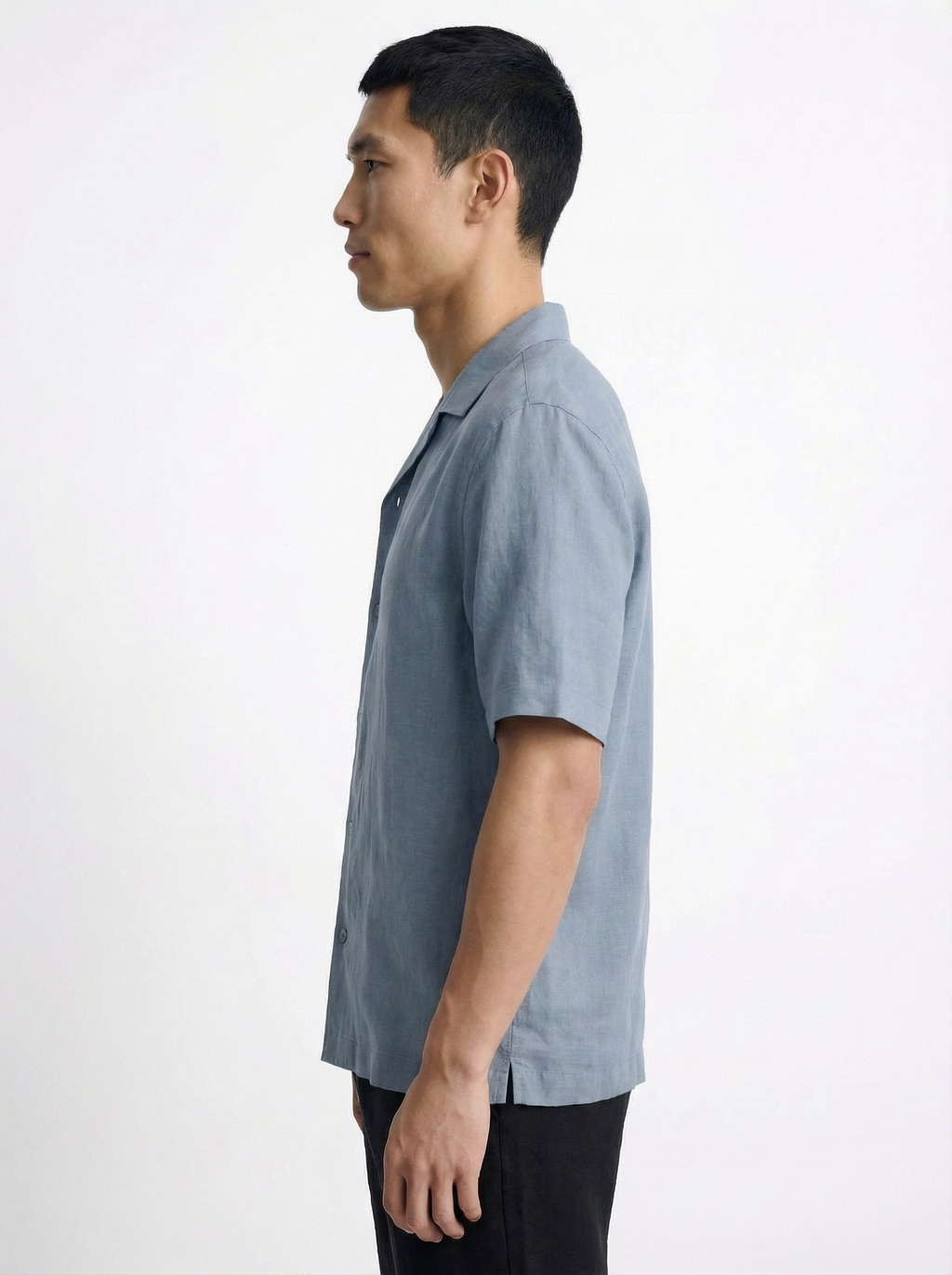 Linen Half Shirt - Blue