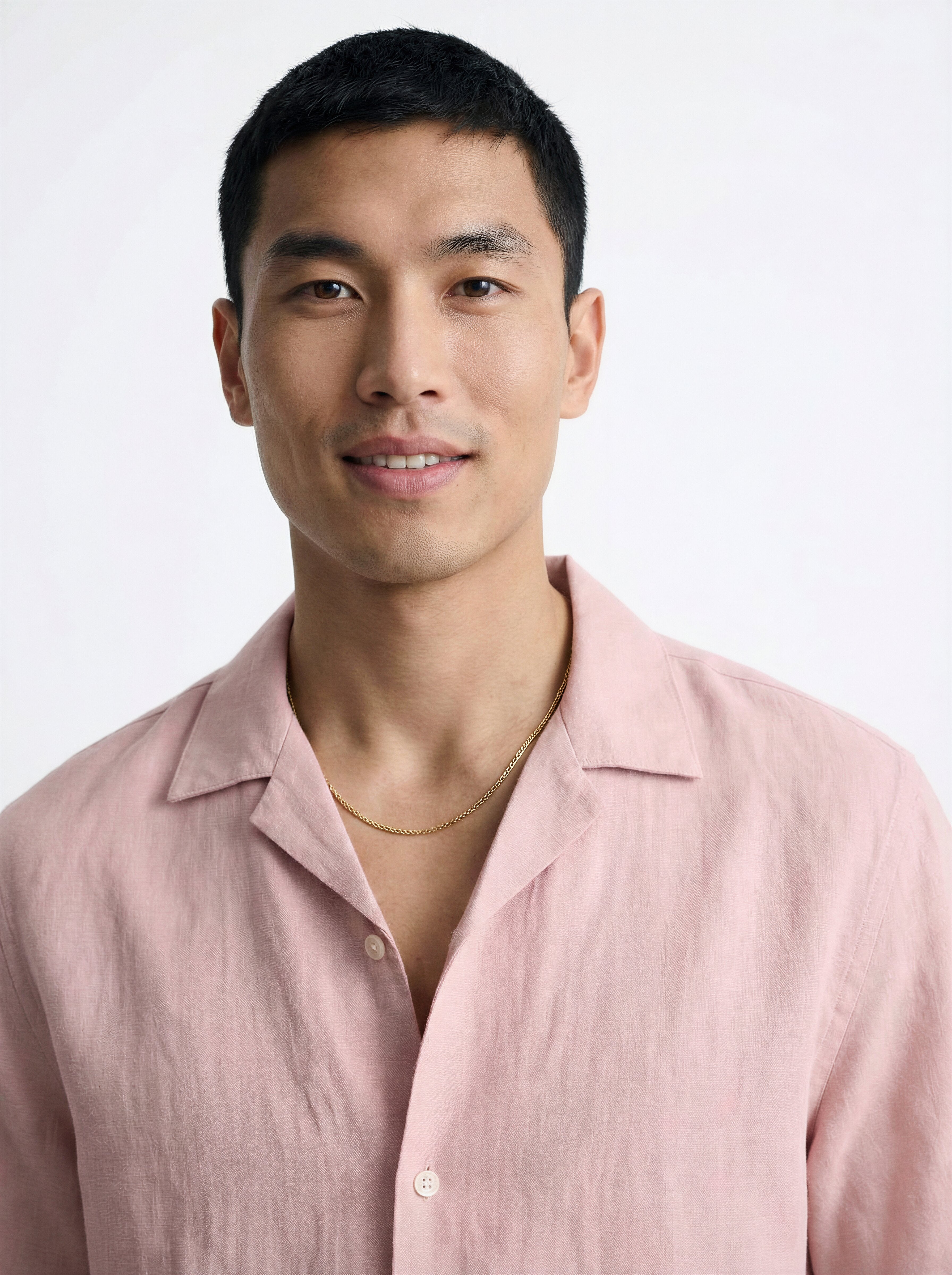 Linen Half Shirt - Pink