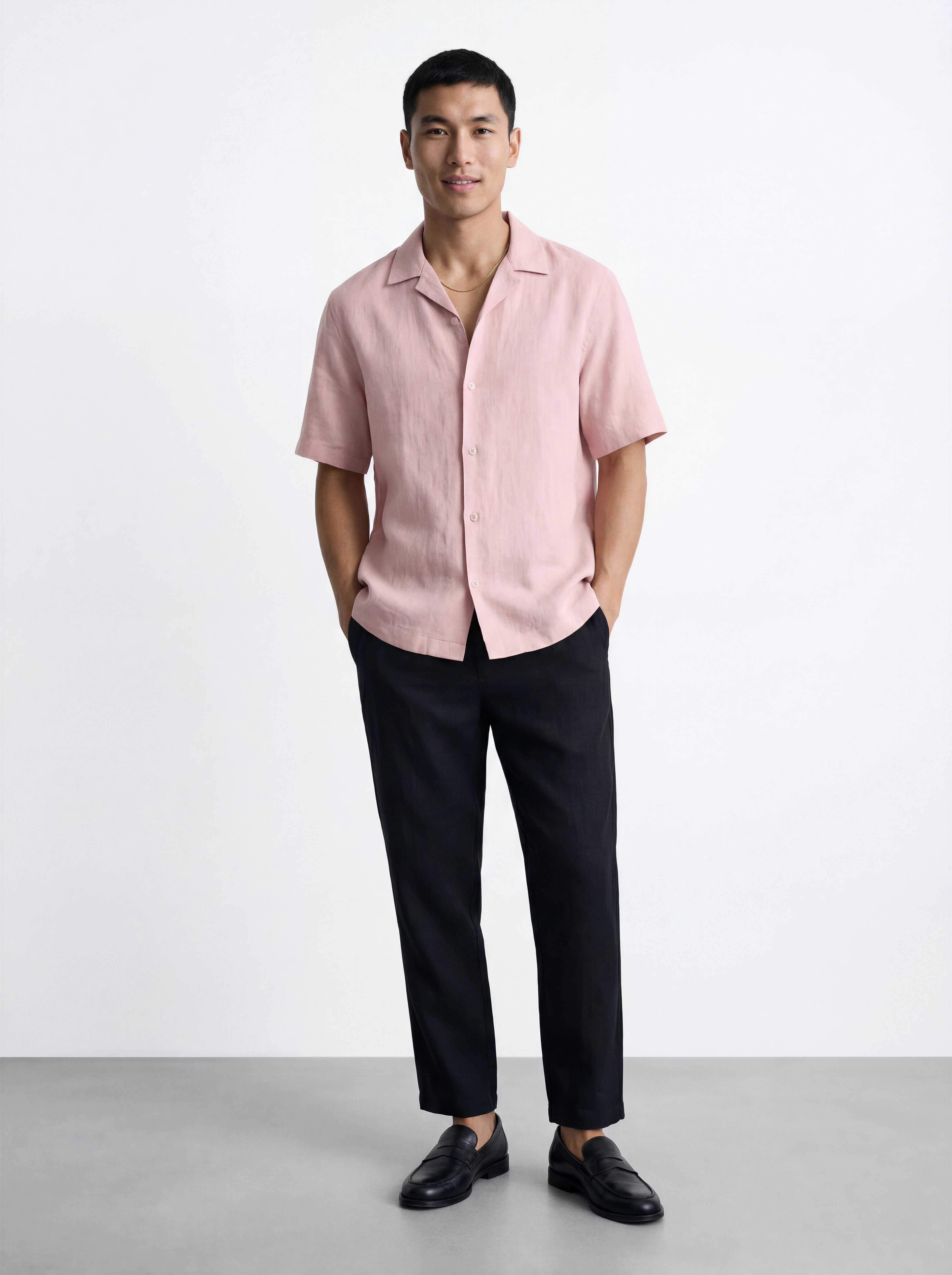 Linen Half Shirt - Pink