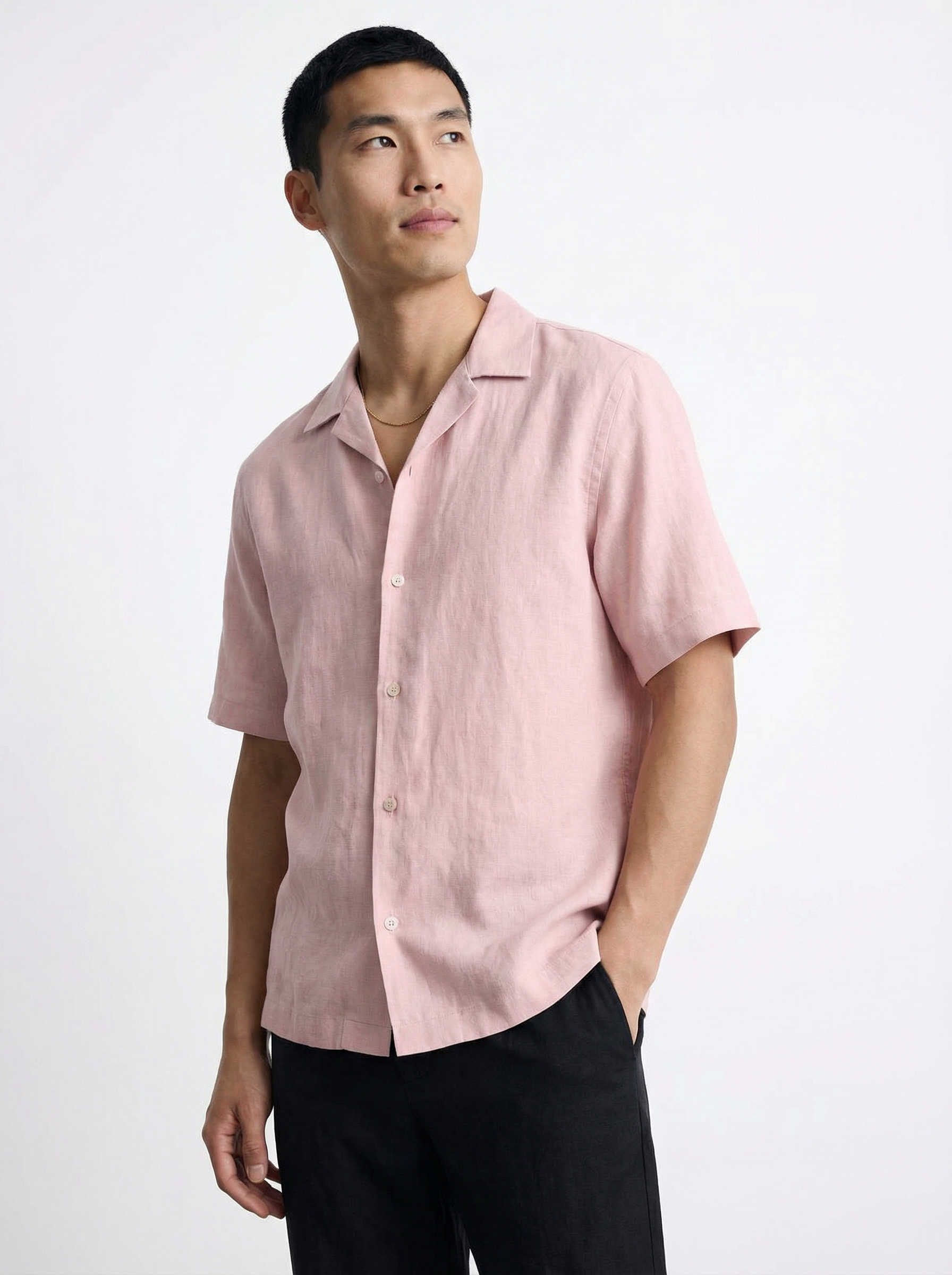 Linen Half Shirt - Pink