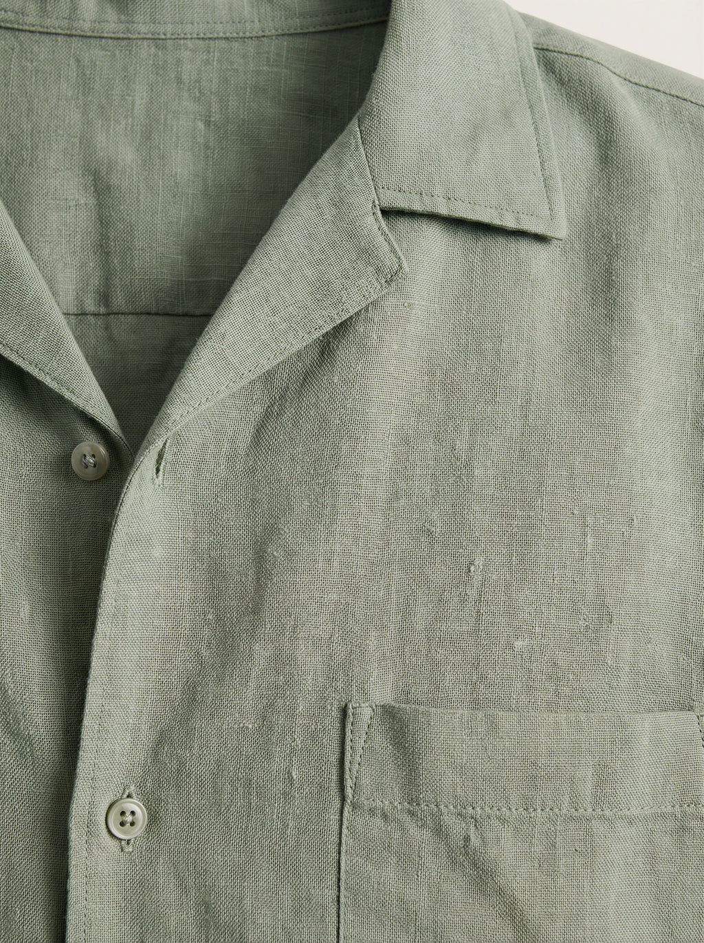 Linen Half Shirt - Green
