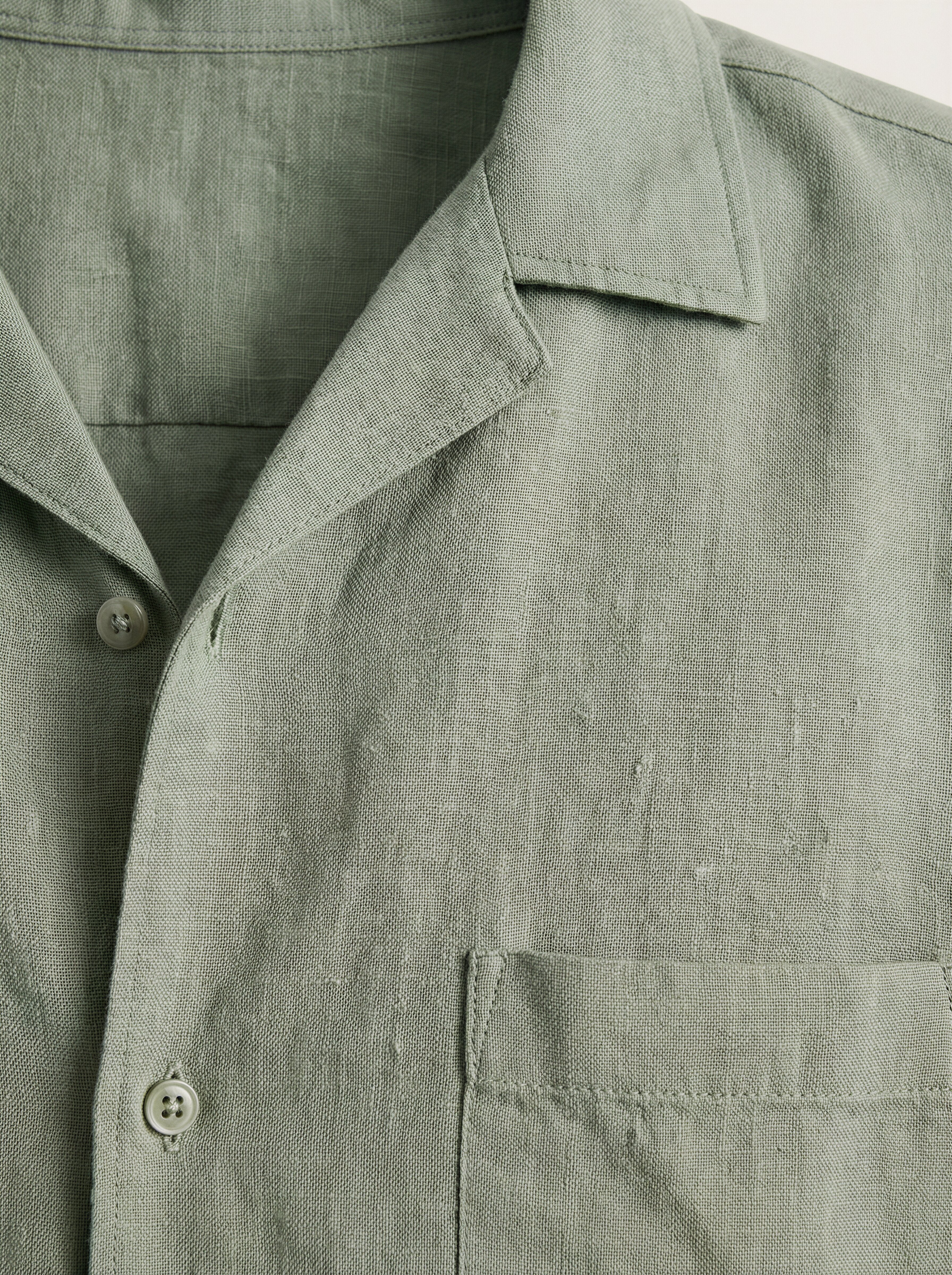 Linen Half Shirt - Green